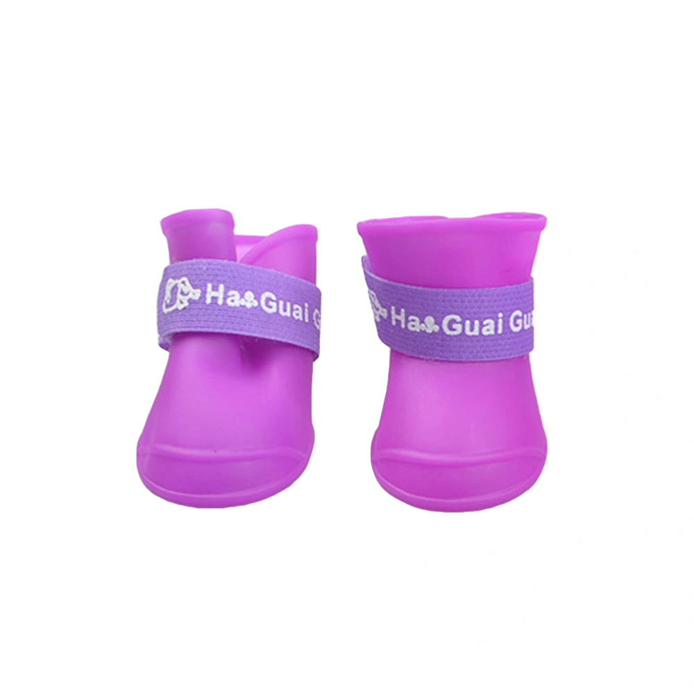 Little Pet Dog Puppy Anti-slip Rain Snow Boots Candy Colors Rubber Waterproof Boots Shoes - Size L (Purple)