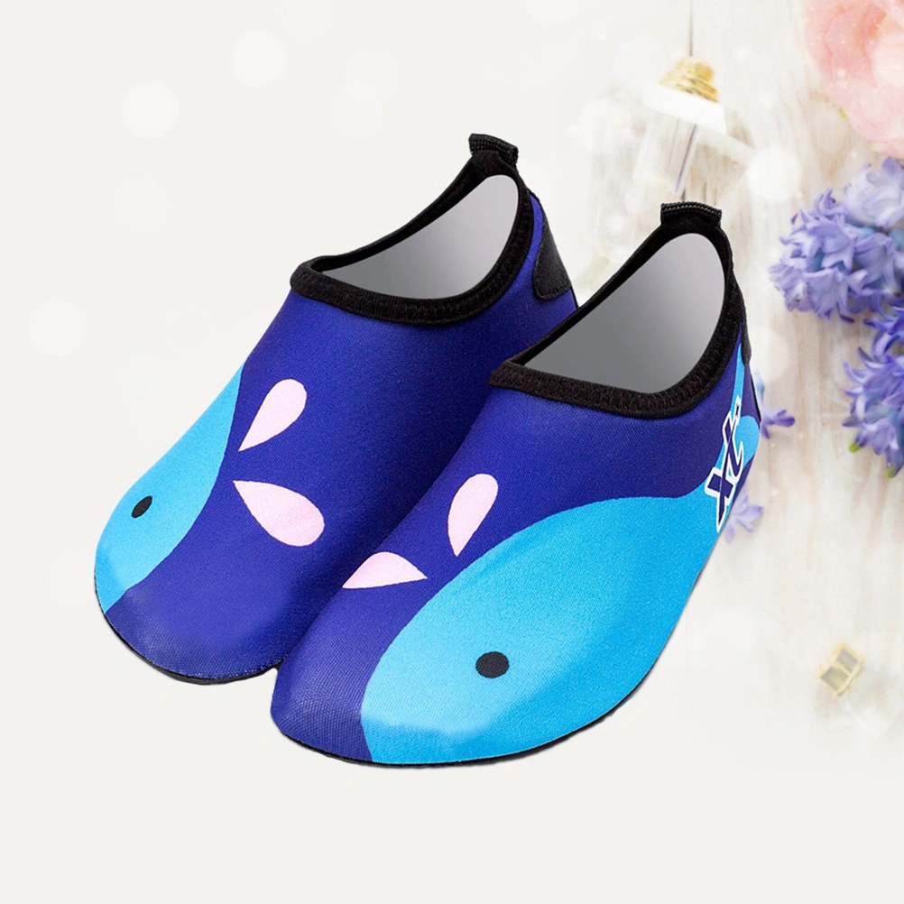 Kids Swim Water Shoes Non-Slip Quick Dry Barefoot Pool Socks Shoes for Boys and Girls Toddler(Blue, 24-25 Suitable for Feet Long 13.5-14.1)