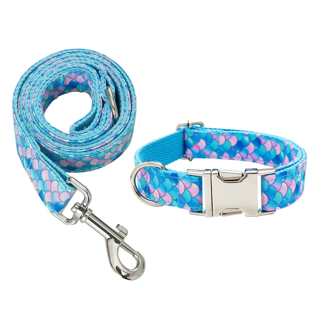 1Pc Lovely Mermaid Pattern Pet Harness Nylon Pet Lead Leash Traction Rope Comfortable Neck Strap for Pet Dog Size M