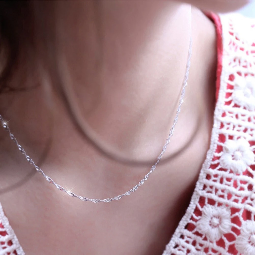 12 Pcs Women Necklace Water Ripple Neck Chain Necklace Fashion Women Jewelry Accessories