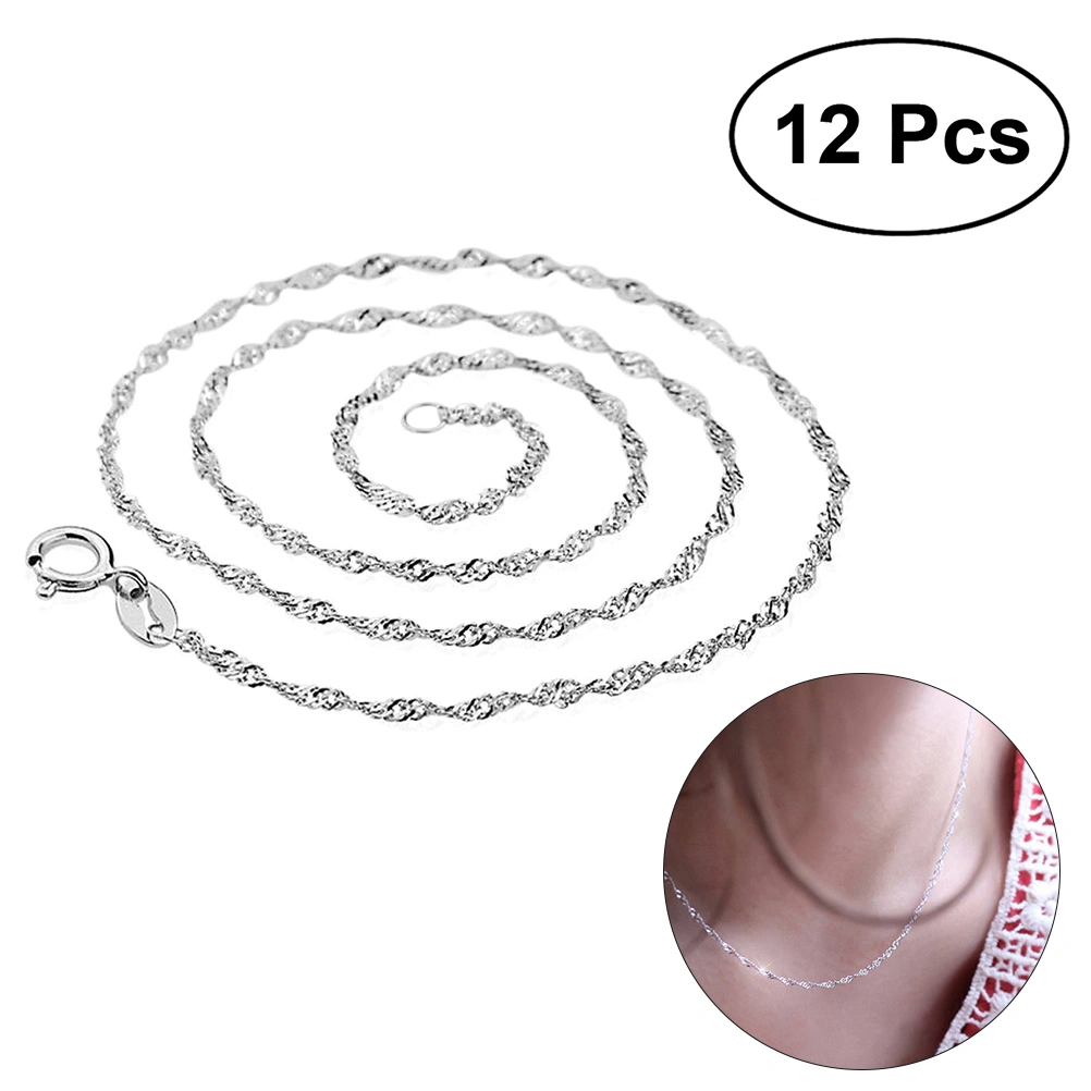 12 Pcs Women Necklace Water Ripple Neck Chain Necklace Fashion Women Jewelry Accessories
