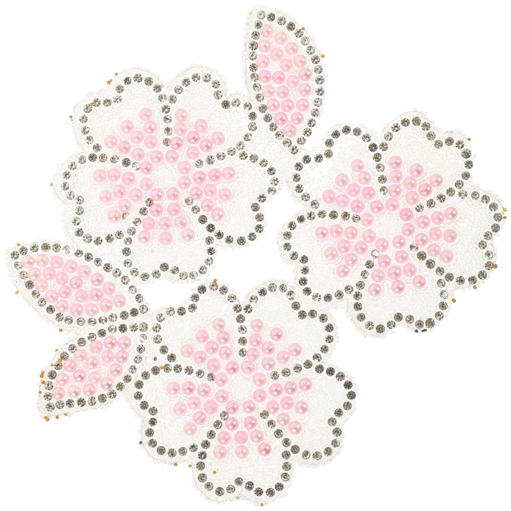 Flower Shape Rhinestone Applique DIY Clothing Accessory Iron On Floral Patch Garments Bags DIY Applique