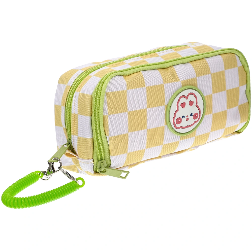 Large Capacity Pen Bag Checkerboard Printing Pencil Bag Decorative Stationery Bag Students Pen Bag