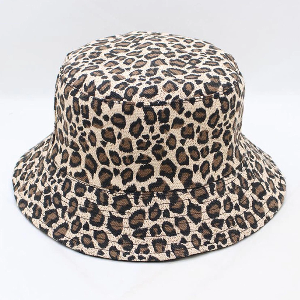 1PC Summer Unisex Sunhat Leopard Pattern Fisherman Hat Cotton Bucket Hat Foldable Climbing Hat Street Dance Hip-hop Style Caps Double-sided Wearable UV Protection Hat for Outdoor Wearing (M-56-58CM Leopard)