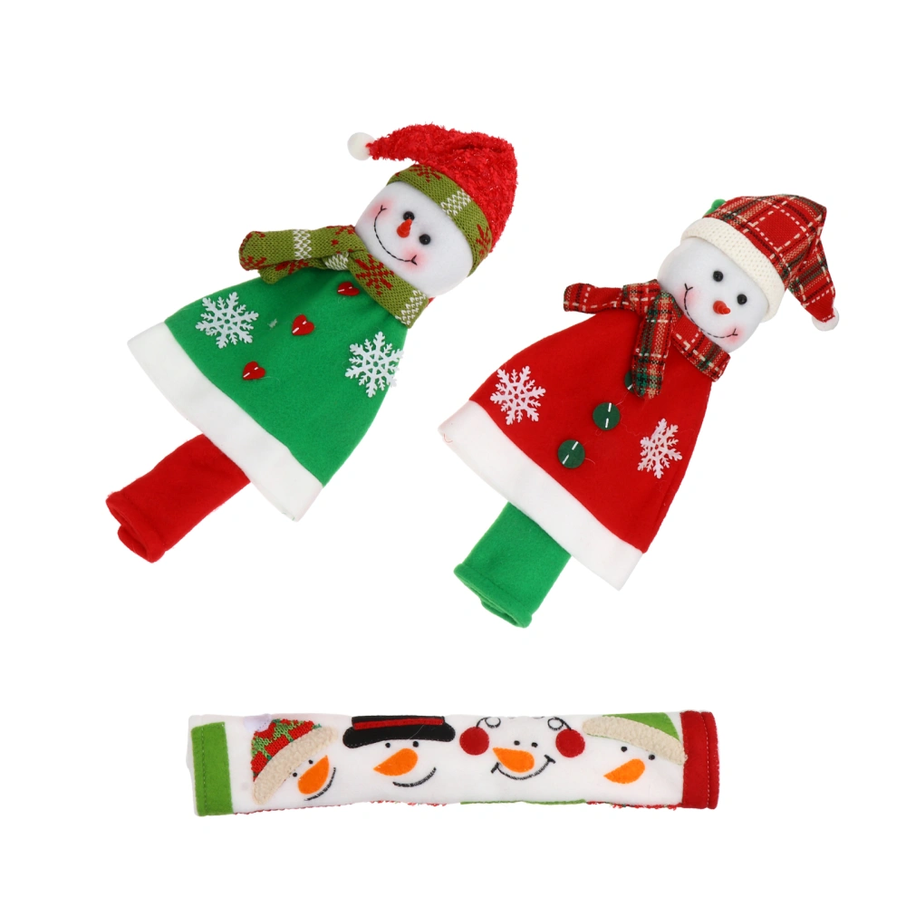 3pcs Xmas Snowman Fridge Handle Gloves Exquisite Xmas Fridge Handle Protectors