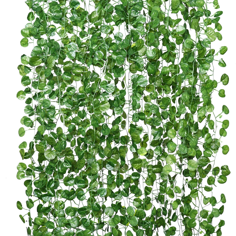 IMIKEYA 18pcs Artificial Vines 50pcs Binding Ties Green Creeper Wreath  Hanging Plants Garland Home Garden Wall Fence Stairway Decor (Green Malus Spectabilis Leaves)