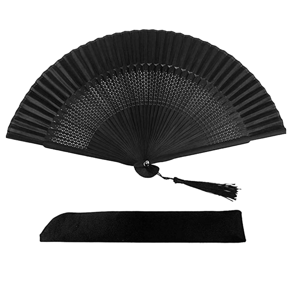 Antiquities Dance Fan Craft Fan Folding Fan Handhled Fan Antiquity Style for Friends Family Co-worker (Mini Window Hollow + Black Fan Cover)