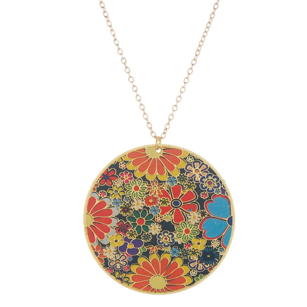 1pc Bohemian Style Necklace Round Neck Pendant Vintage Torque (Colorful)