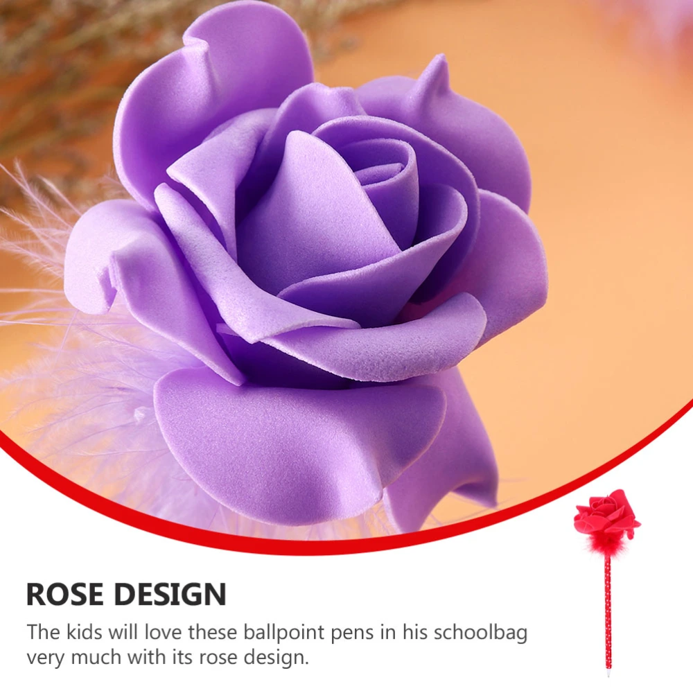 6pcs Beautiful Rose Shape Stationery Rose Pens Creative Students Ballpoint Pens