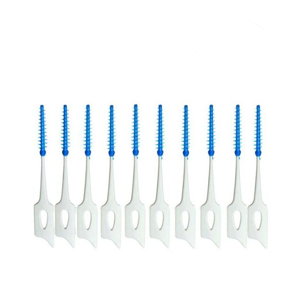 40Pcs Plastic Massage Gums Gingival Interdental Brush Massage Toothpick Toothbrush Floss Dental Flosser Pick Tooth Clean Tool (Blue and White)