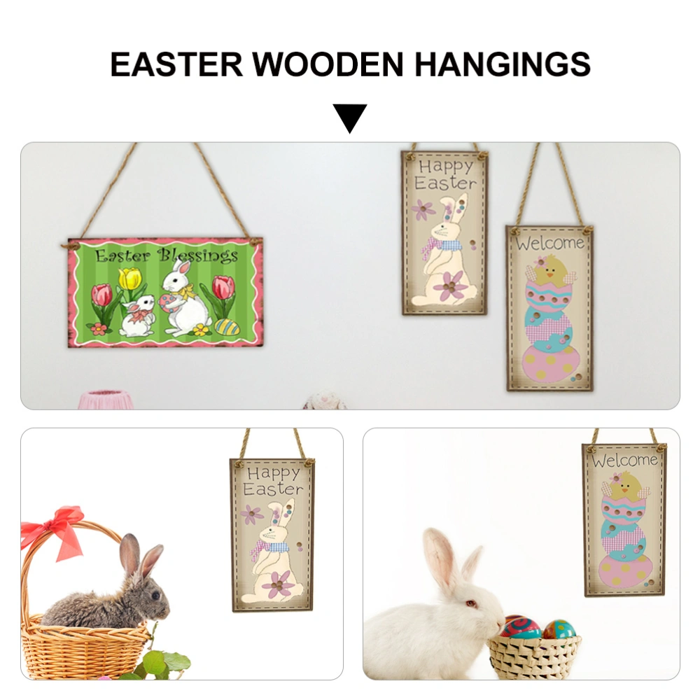 3pcs Easter Holiday Wooden Sign Accessories Festival Hanging Plaque Ornaments