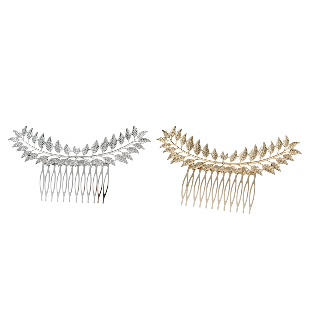 2pcs Hair Clips Delicate Hair Combs Hairpins Leaves Shape Girls Side Hair Clamps