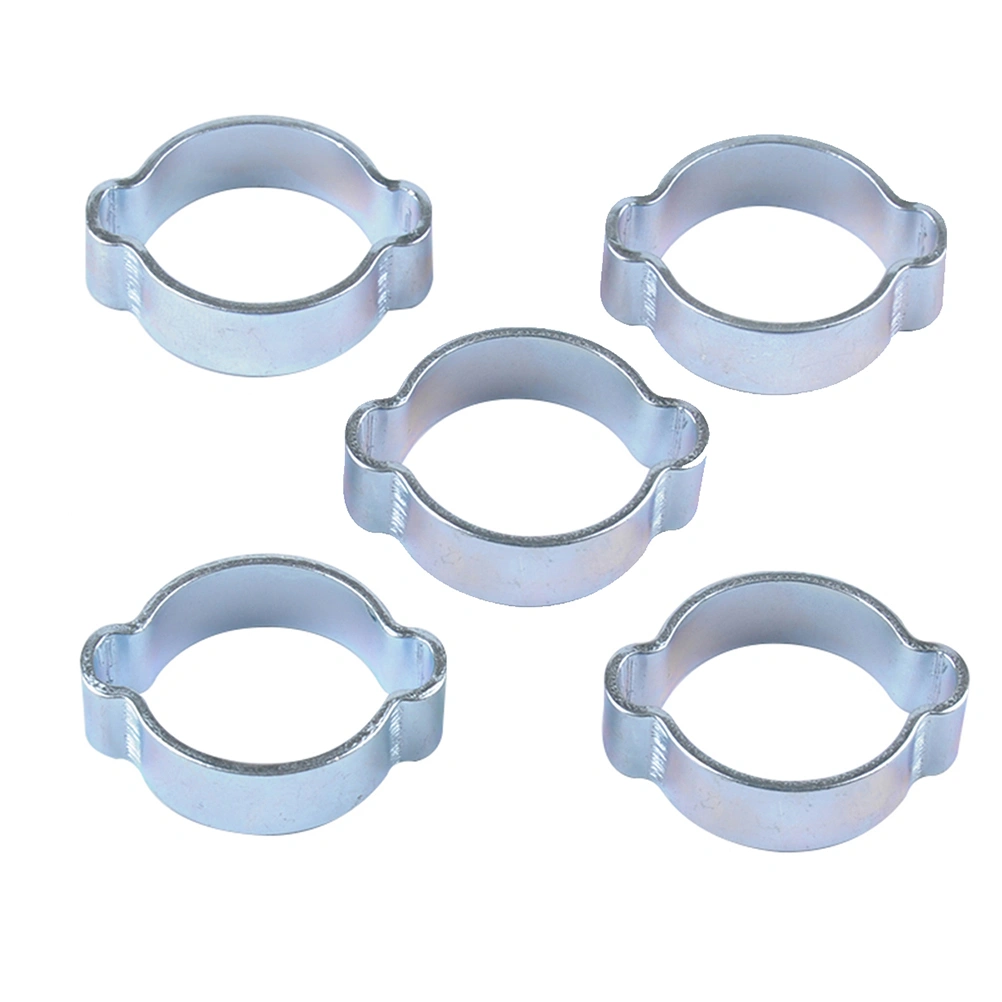 10Pc Zinc Plated Double Ear Hose Clips Water Fuel Air Clamps for 23-27MM Fuel Pipe Silver
