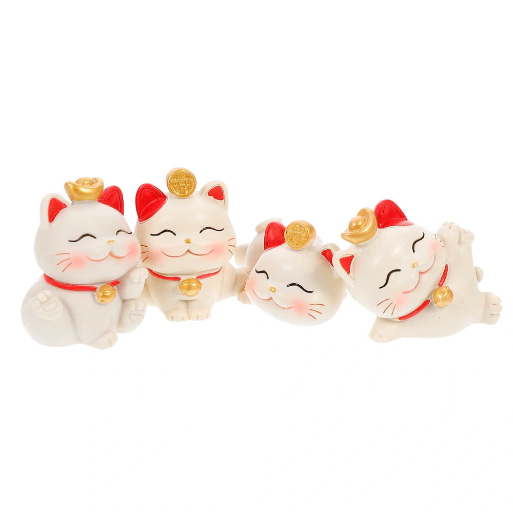 4pcs Creative Fortune Cat Statue Fortune Cat Figurine Fortune Cat Ornament