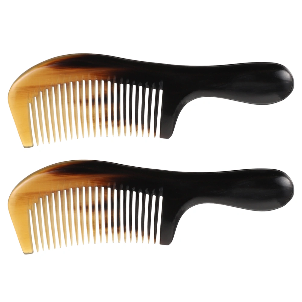 2Pcs Ox Horn Comb Portable Hair Comb Practical Massage Comb for Man Women