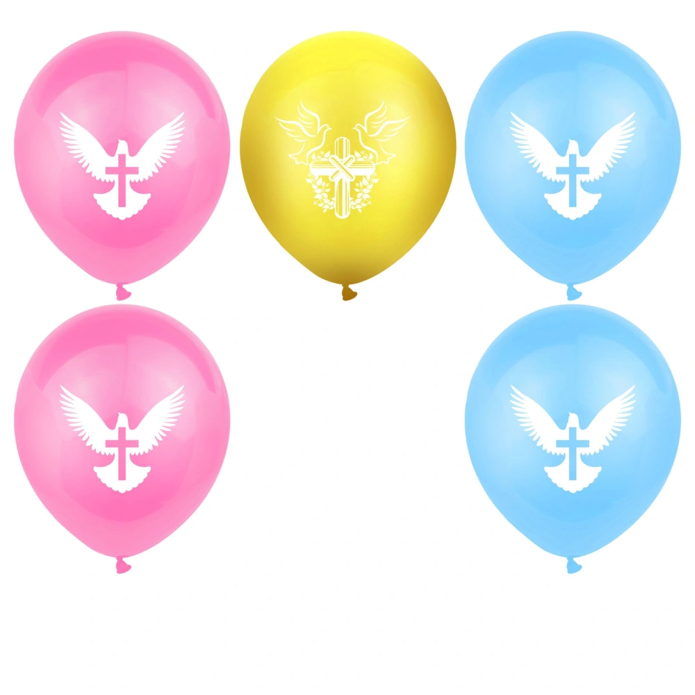 30pcs Latex Balloons Baby Christening Cross Pattern Balloons Cross Latex Balloon for Christening