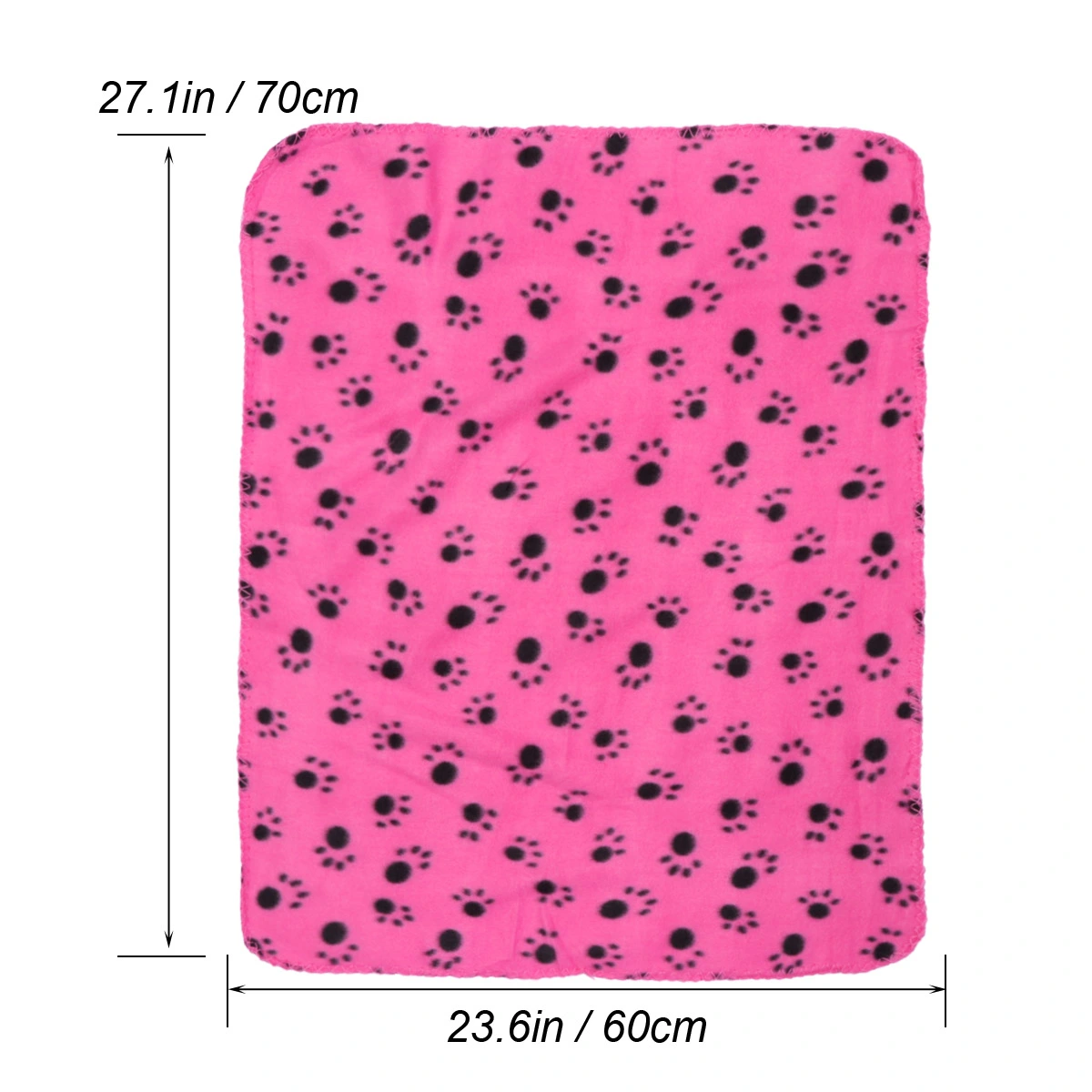 Pet Blanket for Dog Cat Animal Paw Double-sided Fleece Blankets All Year Round Puppy Kitten Bed Sleep Mat 60x70cm (Rose Red Background with Black Paws)