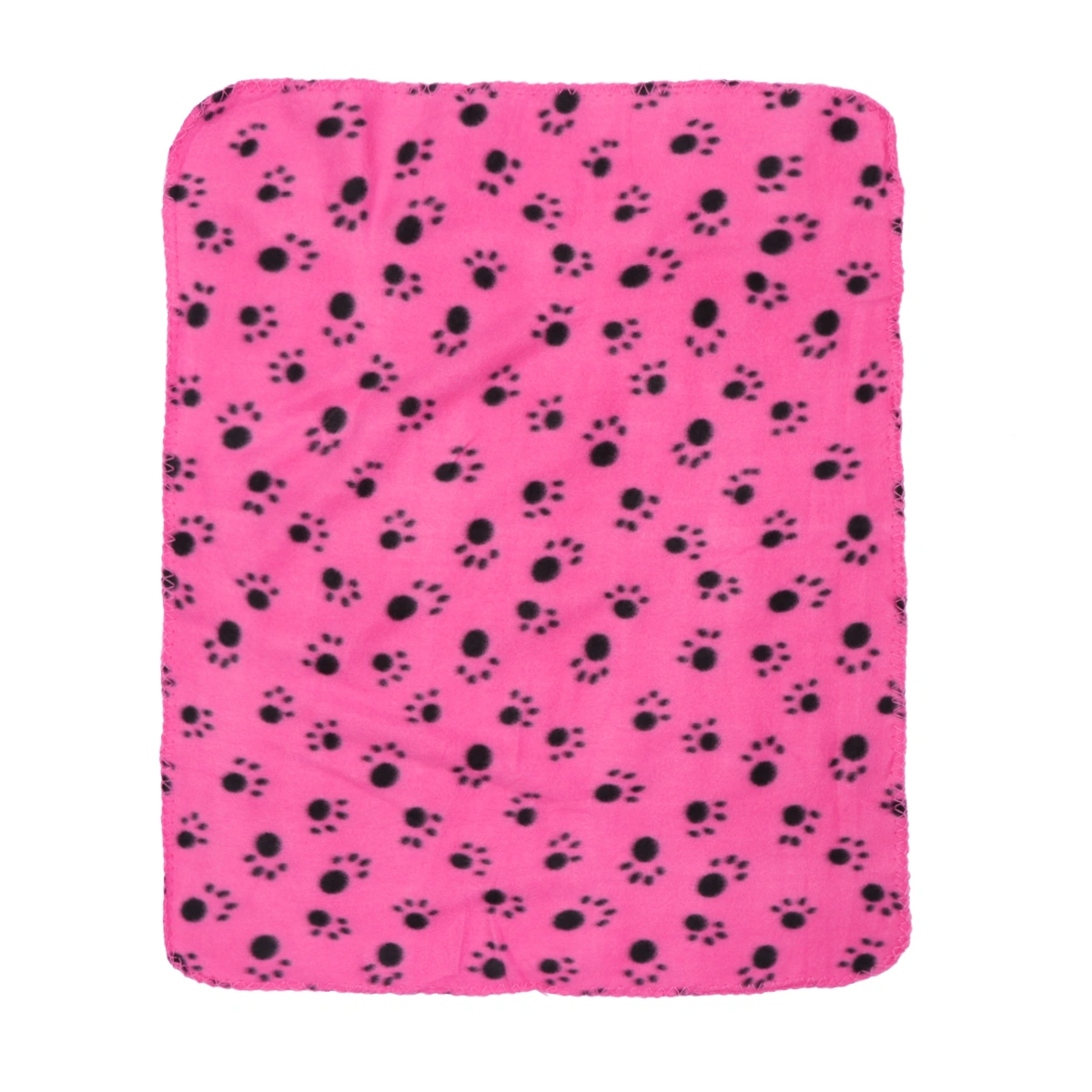 Pet Blanket for Dog Cat Animal Paw Double-sided Fleece Blankets All Year Round Puppy Kitten Bed Sleep Mat 60x70cm (Rose Red Background with Black Paws)