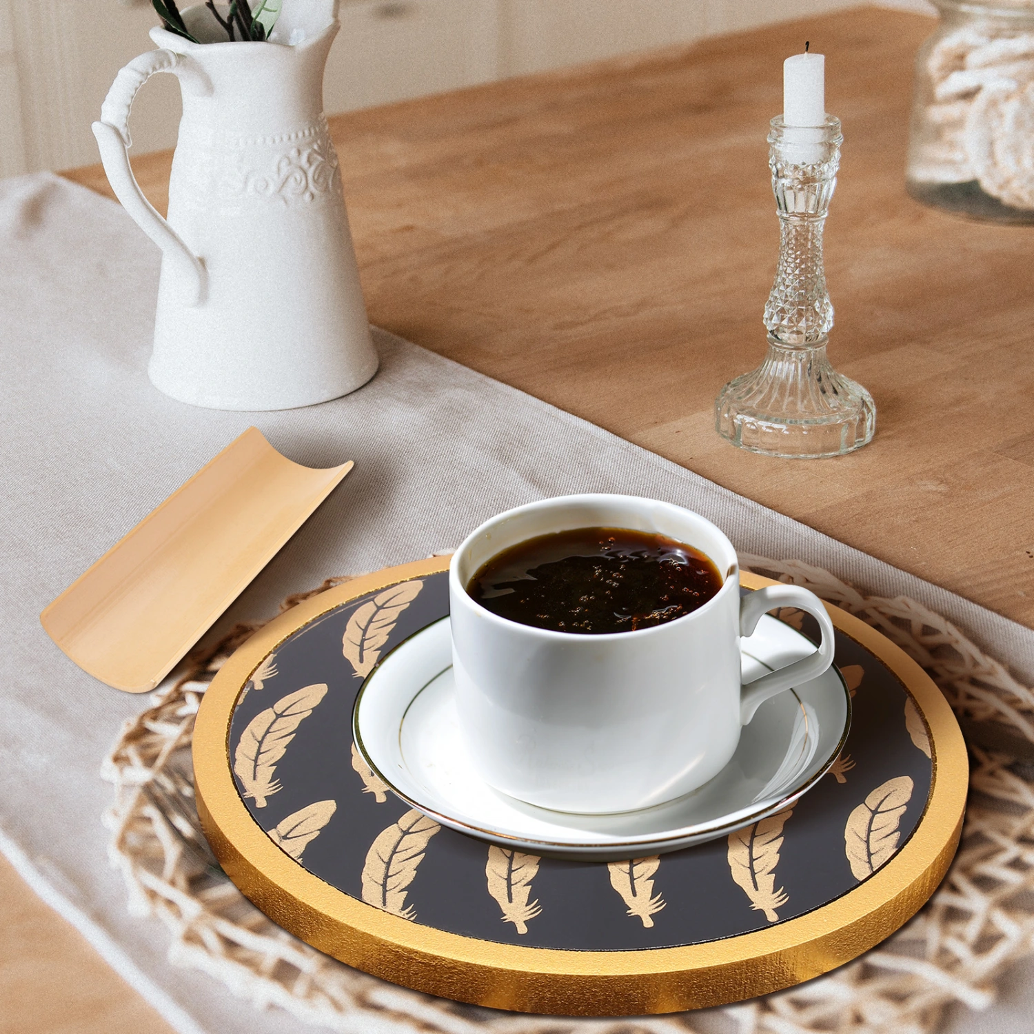 Bamboo Tea Towel Tray Tea Plate Cushion Tea Accessories for Home Tearoom
