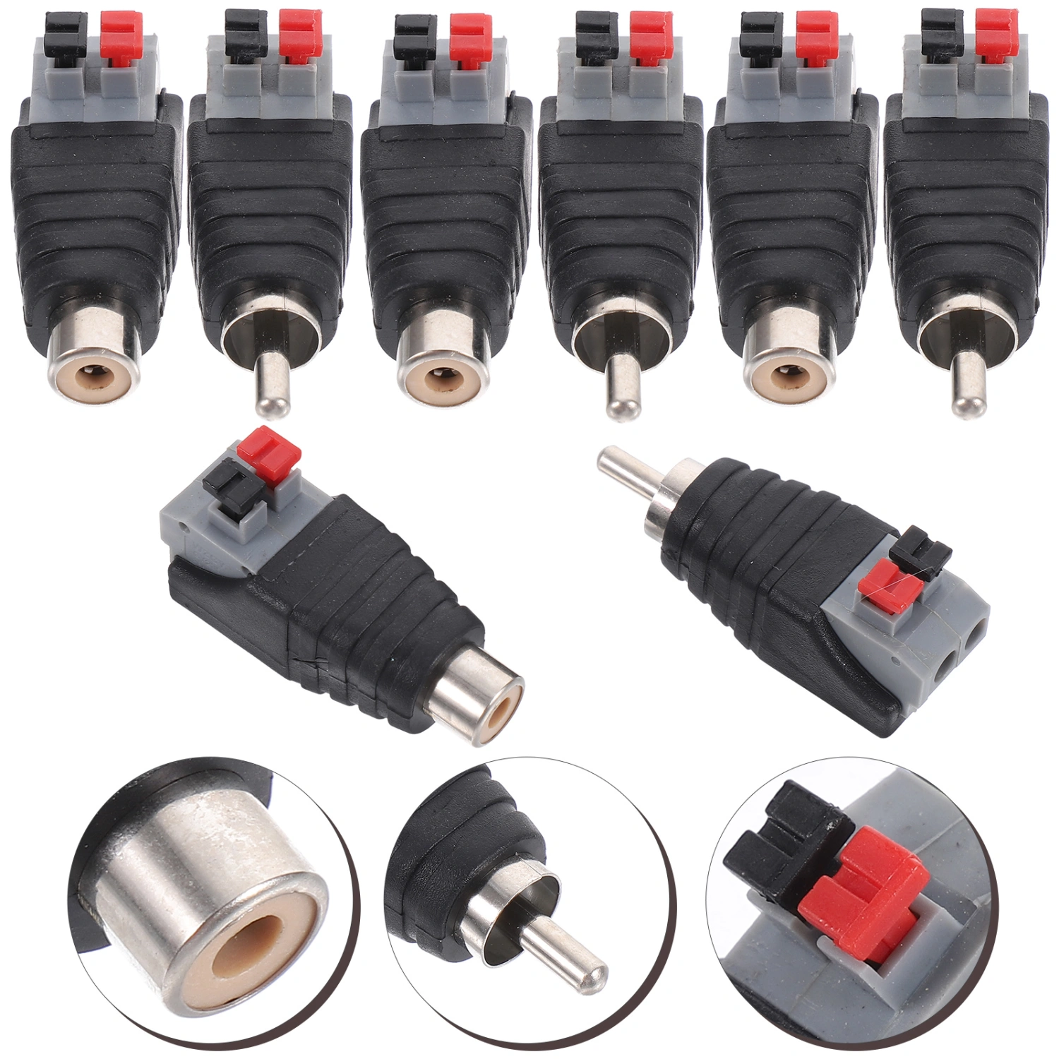 8pcs Speaker Wire To Rca Adapter Rca Connector Plug Wire To Wire Connector