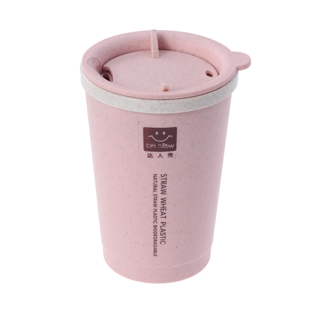 Portable Plastic Vacuum Cup Double Insulated Coffee Mug with Rotatable Lid Thermal Cup Water Bottle (Pink)