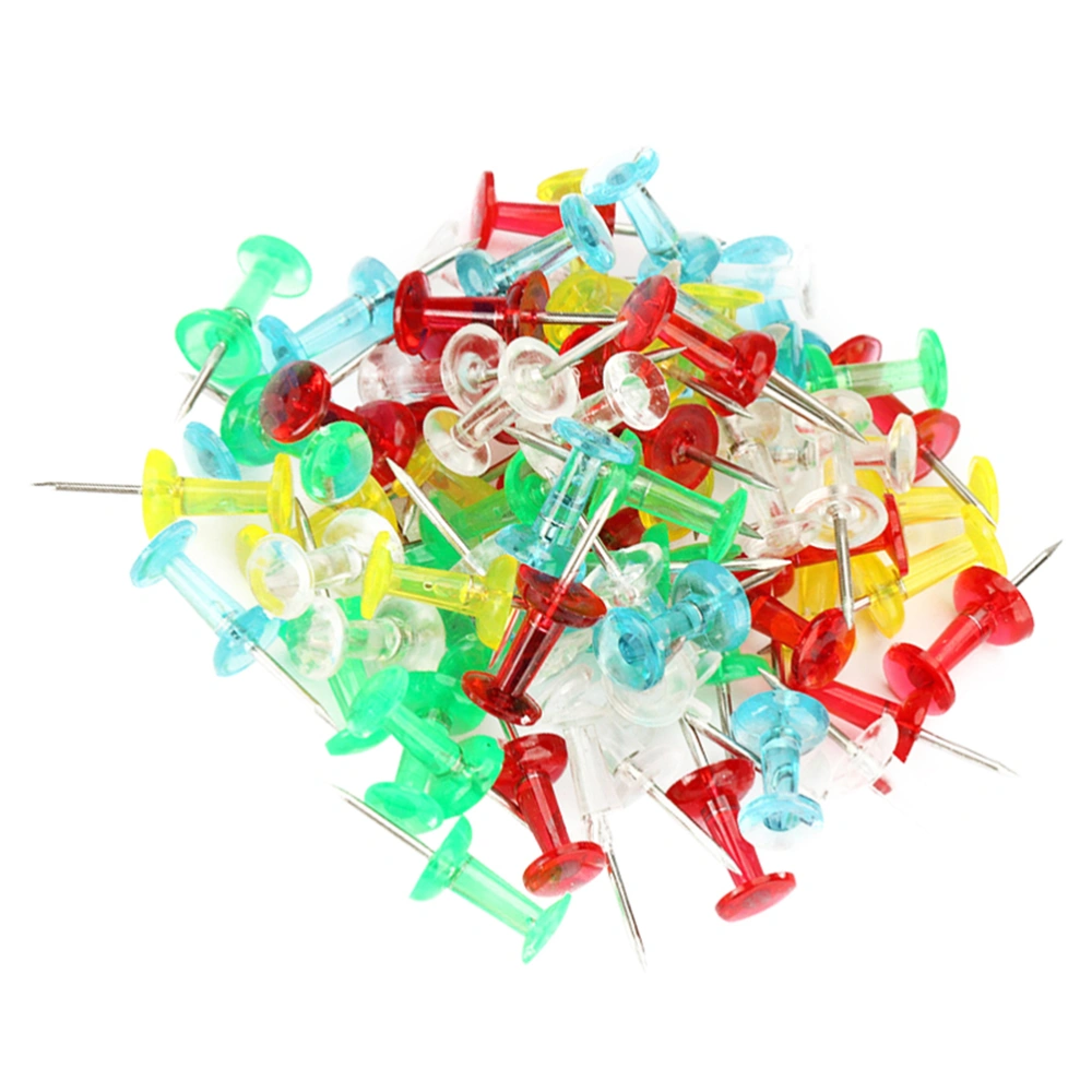 300pcs Transparent Plastic Push Practical Cork Nails Painting Use Pin Map Tacks for Office School (Random Color)