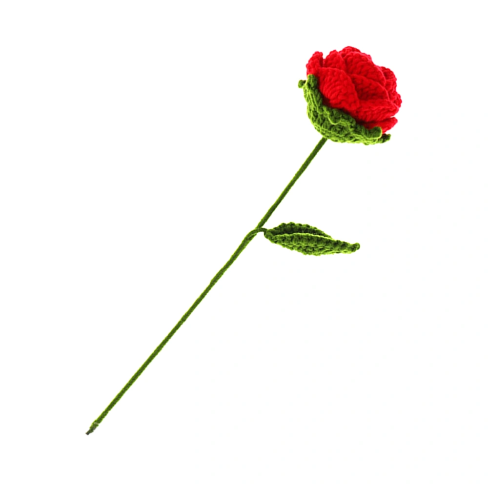 Creative Handmade Rose Artificial Rose Flowers Hand Knitting Rose with Stems