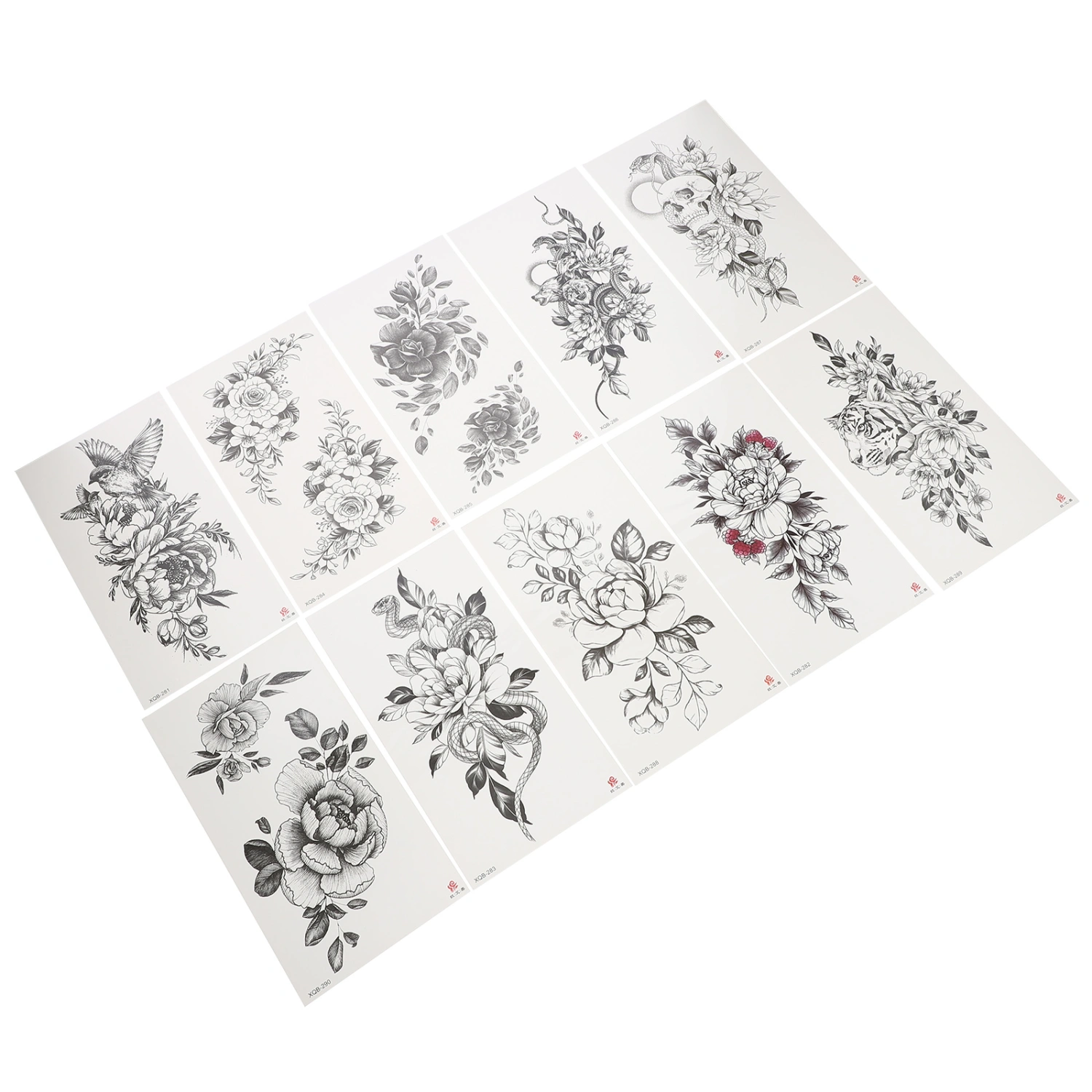 10 Sheets Flower Tattoos Sticker Fake Tattoos Decal Waterproof Tattoos Stickers