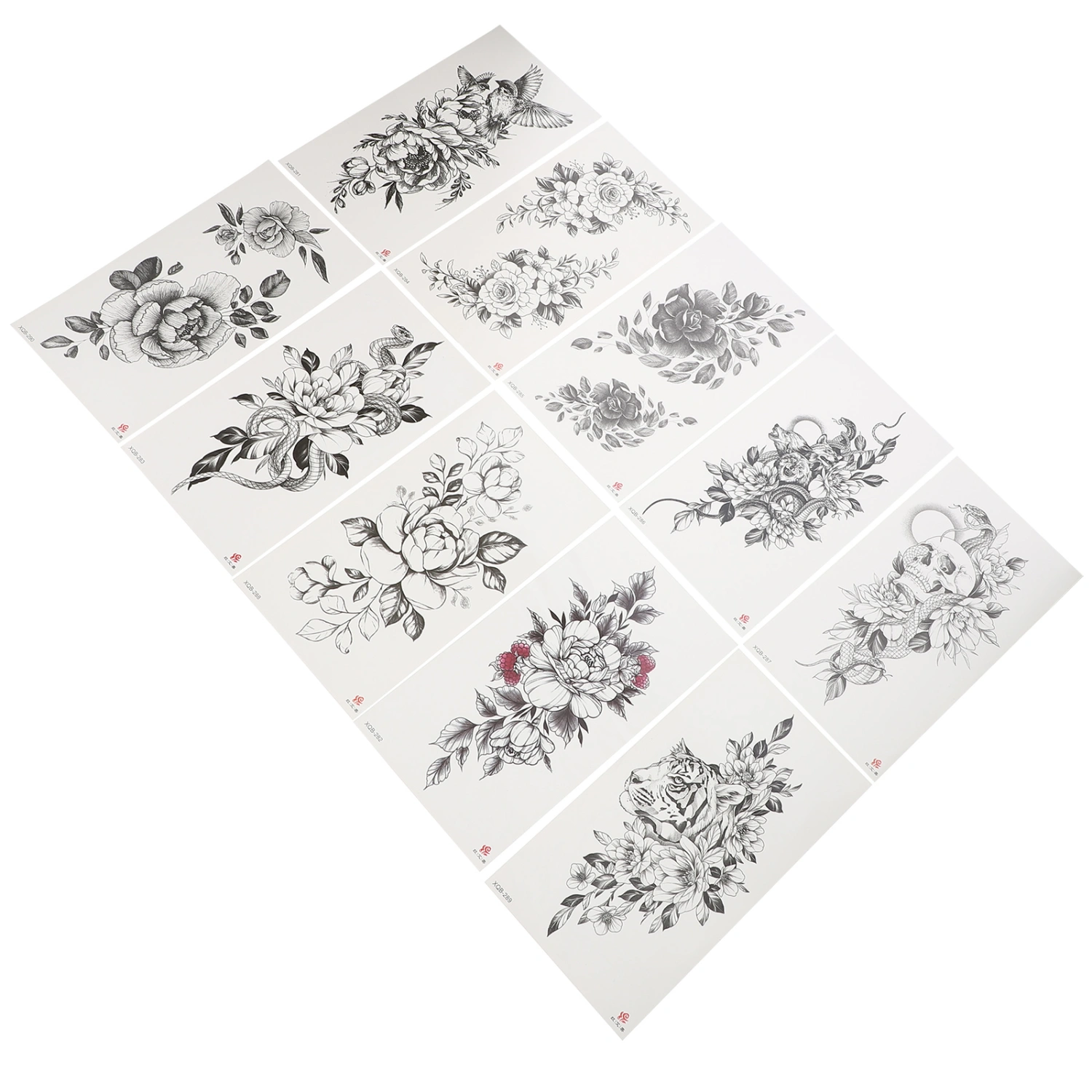 10 Sheets Flower Tattoos Sticker Fake Tattoos Decal Waterproof Tattoos Stickers