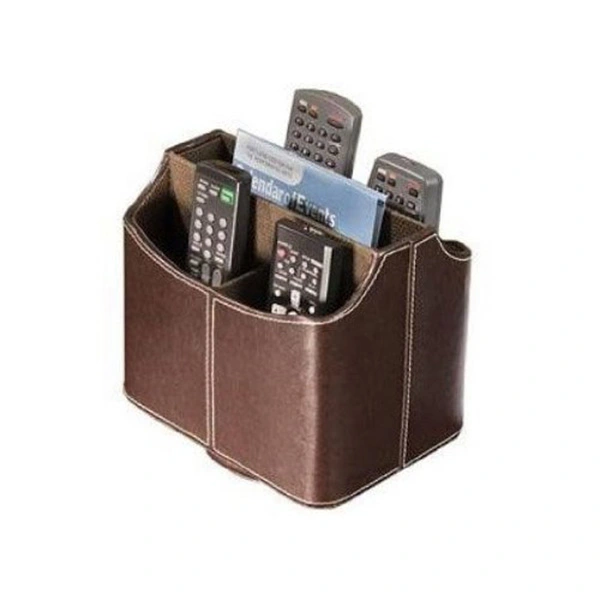 Faux Leather Remote Control/Controller TV Guide/Mail/CD Organizer/Caddy/Holder Media Storage Box-Brown