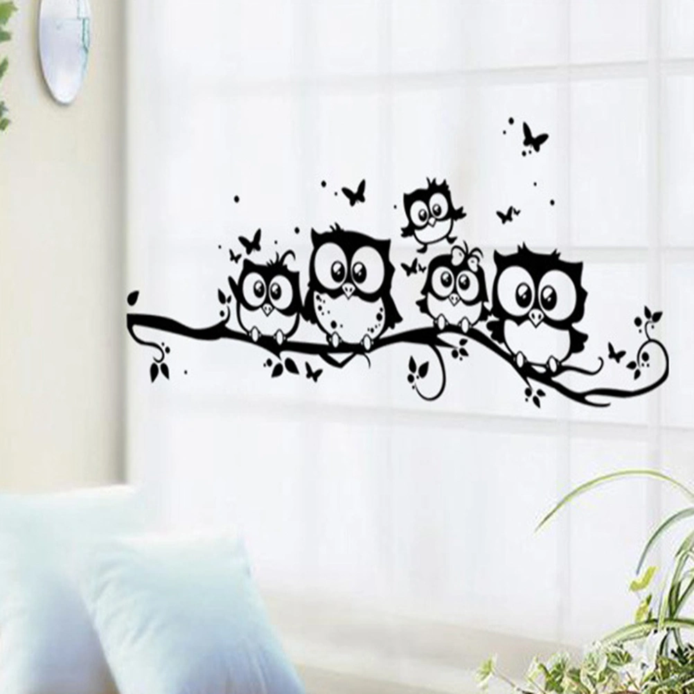 DIY Cartoon Owls on the Tree Branches Wall Stickers Removable PVC Mural Art Decals Home Wall Decor for Baby Children Rooms Bedroom Living room TV Background