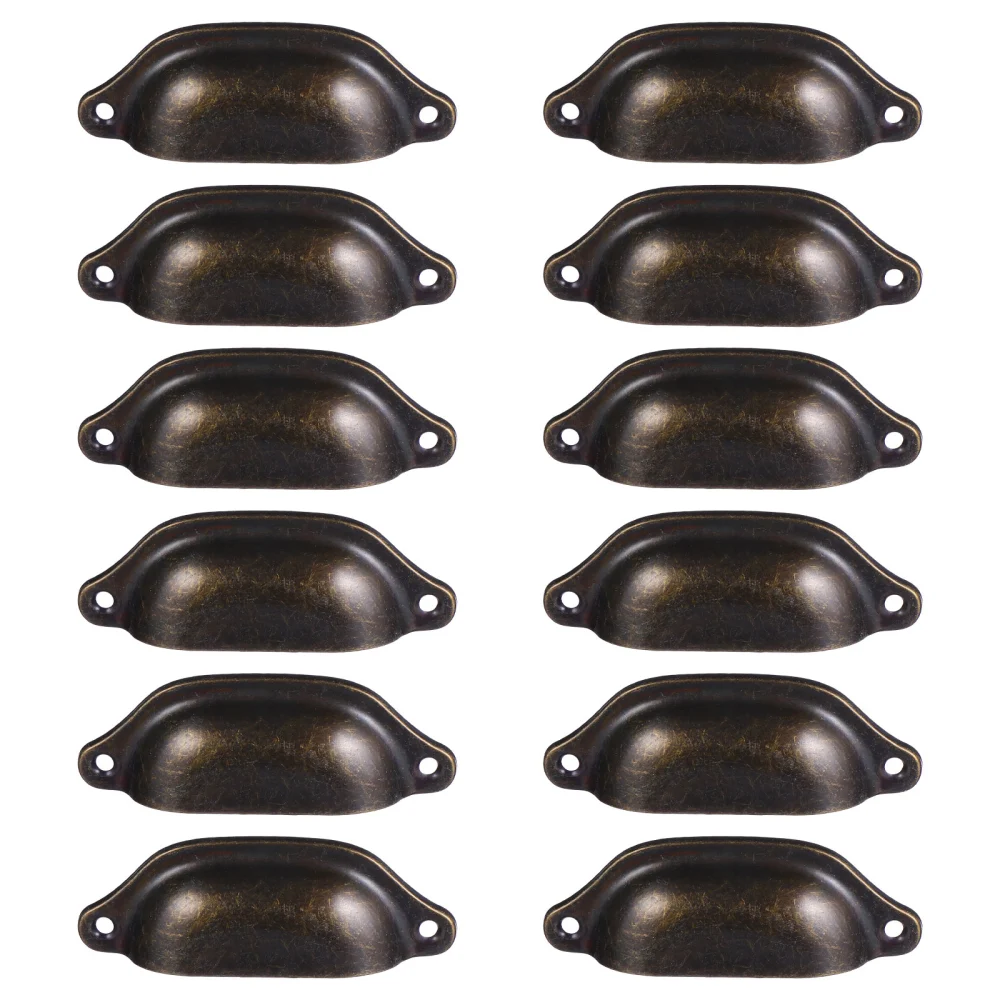 12Pcs Furniture Drawer Handles Vintage Wardrobe Iron Grips Cupboard Door Knobs