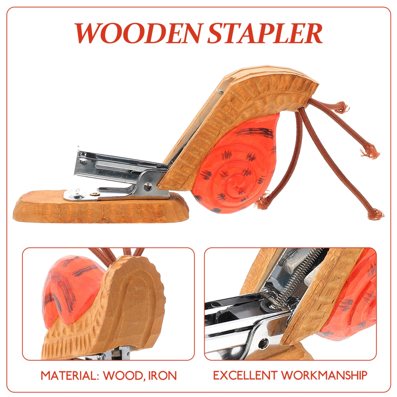 Office Supply Handmade Stapler Small Stapler Wooden Animal Stapler Statue Sculpture