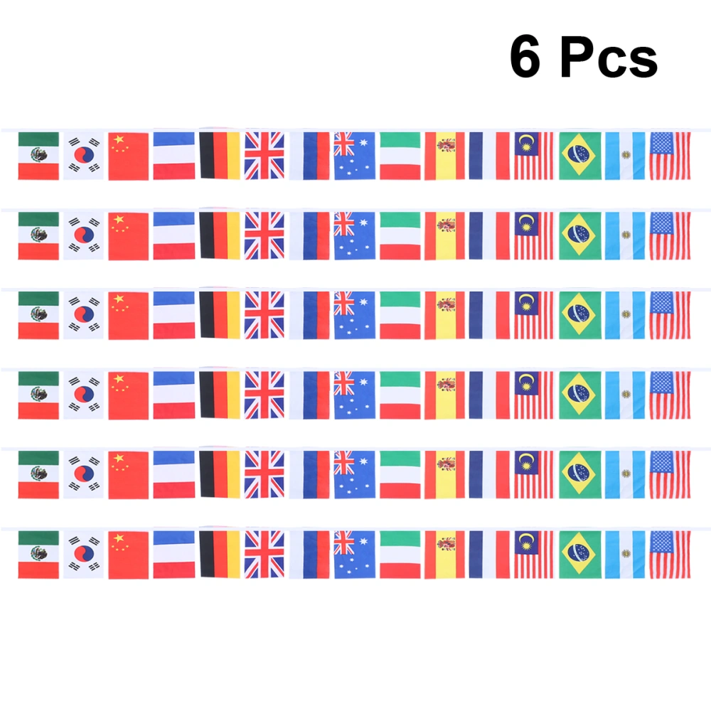 6PCS Countries String Flag International Flags Bunting Polyester World Flags Banner for Decoration