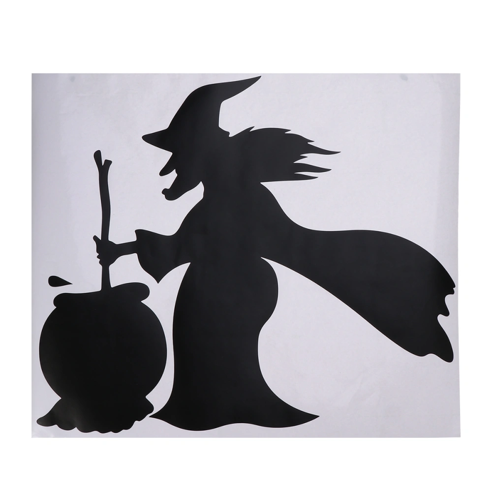 Witch Vinly Wall Sticker Halloween Adhesive Wall Decor Wall Decals Home Decoration 52x44cm (Black)