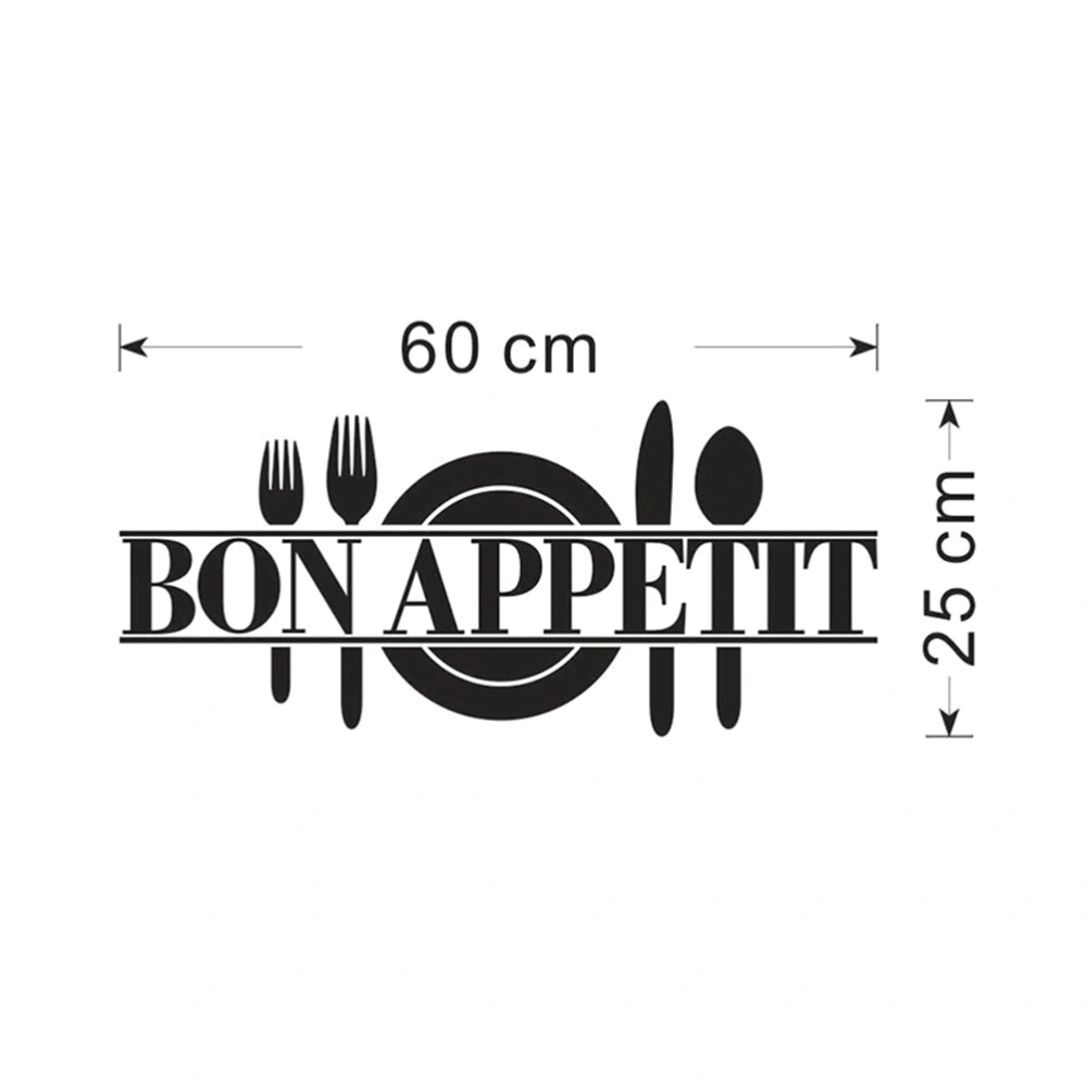 Bon Appetit Wall Sticker Vinyl Kitchen Wall Decal Removable DIY Waterproof Wall Art Decor for Bedroom Living Room Home - 60x25cm