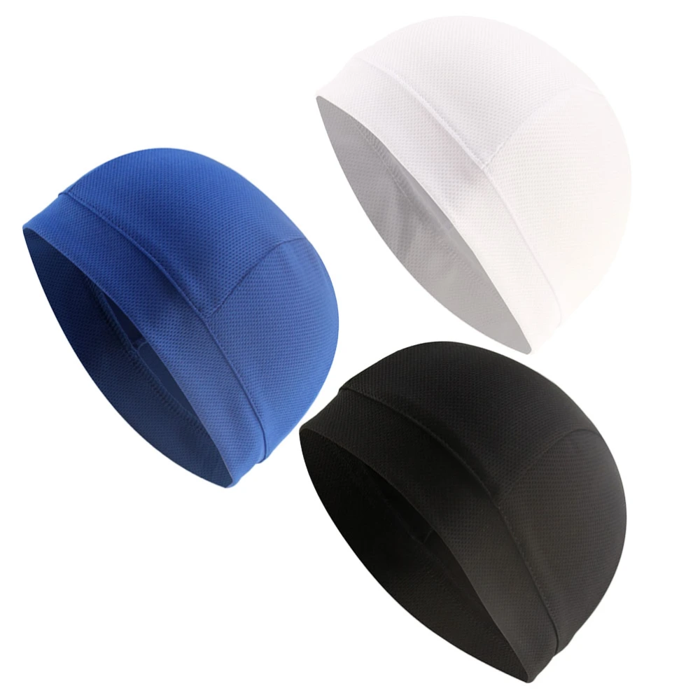 3Pcs Liner Cycling Sports Sweat-absorb Inner Outdoor Sports Linning Headwear Sports Accessories(Black White + Navy Blue)