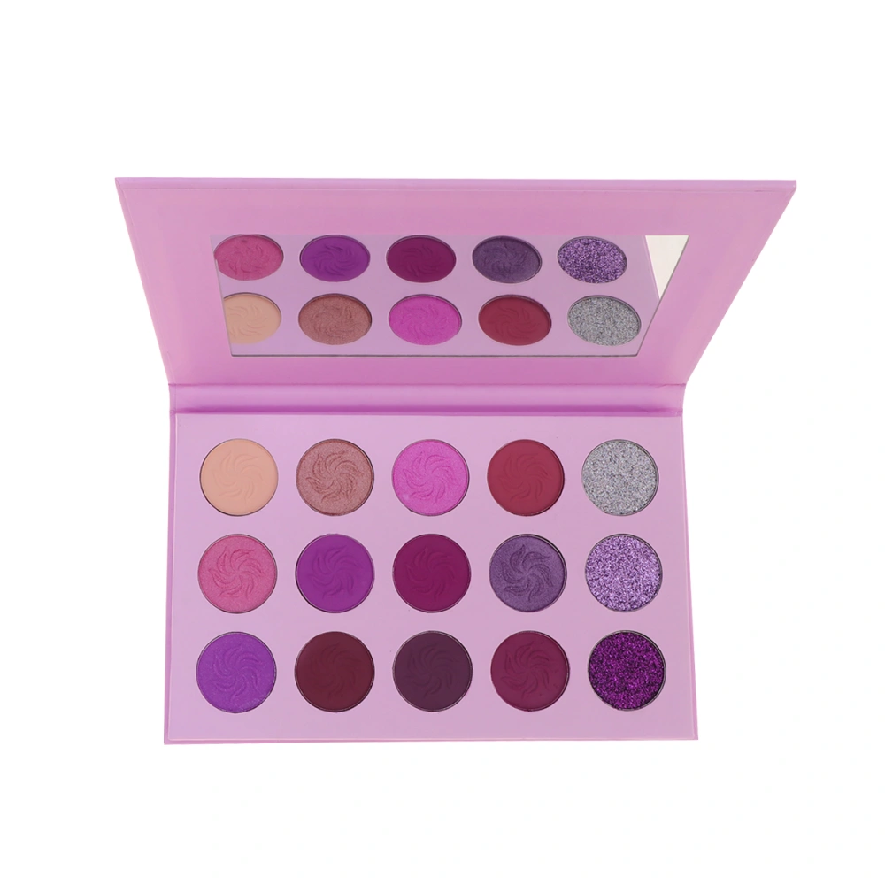 15 Colors Eyeshadow Compact Exquisite Eyeshadow Makeup for Women Girls (Purple)