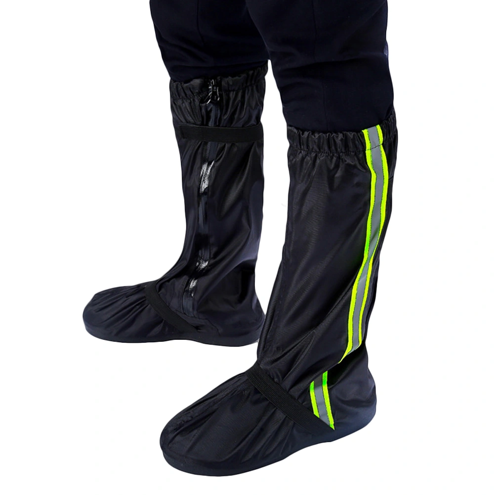 Waterproof Shoes Cover Oxford Cloth High Snow Rain Boot Cover Reflective Shoe Cover for Men Women (Black, L)