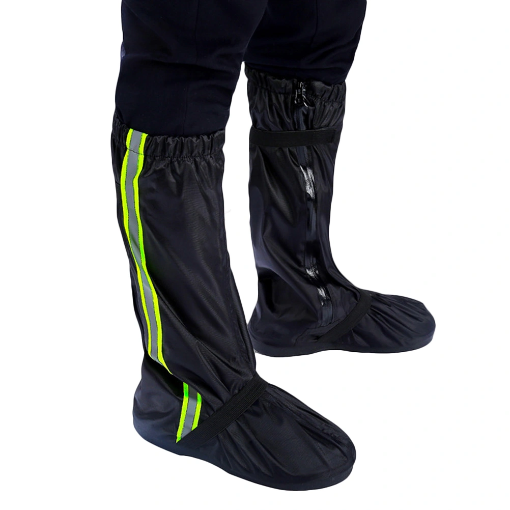 Waterproof Shoes Cover Oxford Cloth High Snow Rain Boot Cover Reflective Shoe Cover for Men Women (Black, L)