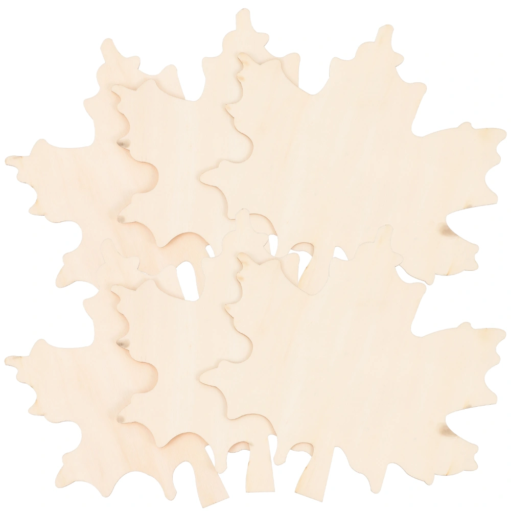 6Pcs Unfinished Wooden Mini Crafting Boards DIY Maple Leaf Shape Tray for Thanksgiving Decorating