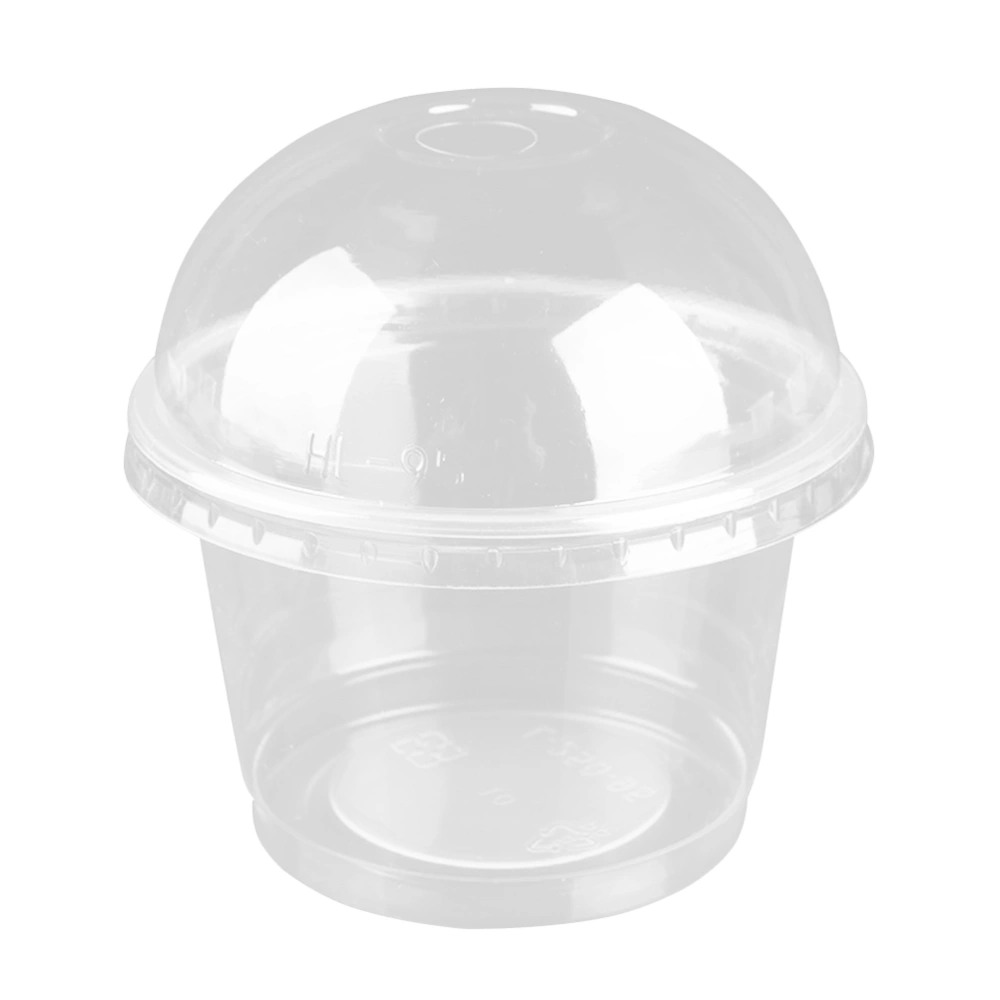 25pcs 250ml Disposable Salad Cup Transparent Plastic Dessert Bowl Container with Lid for Bar Cafe Home (Dome Lid with Hole)