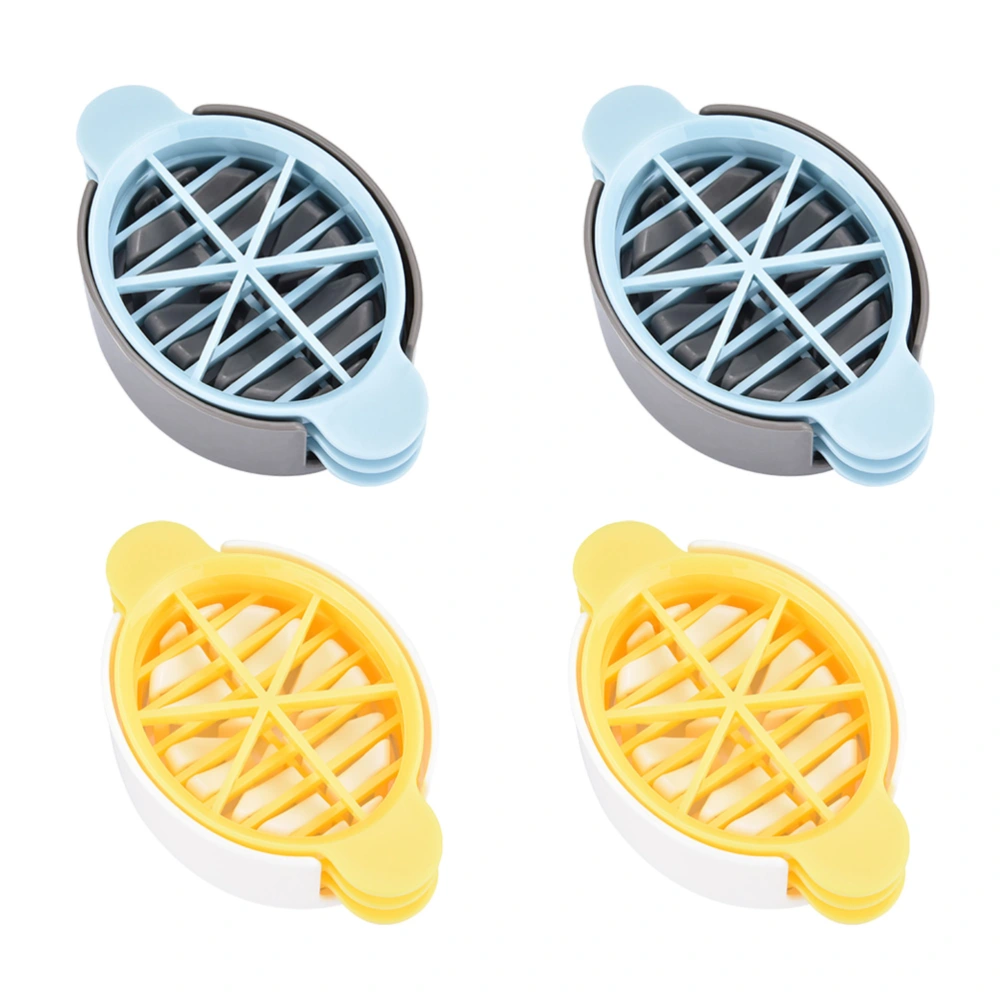 4pcs Multifunction Boiled Egg Splitters Plastic Eggs Chopper Food Slicing Tool Kitchen Gadget (Yellow+Blue)