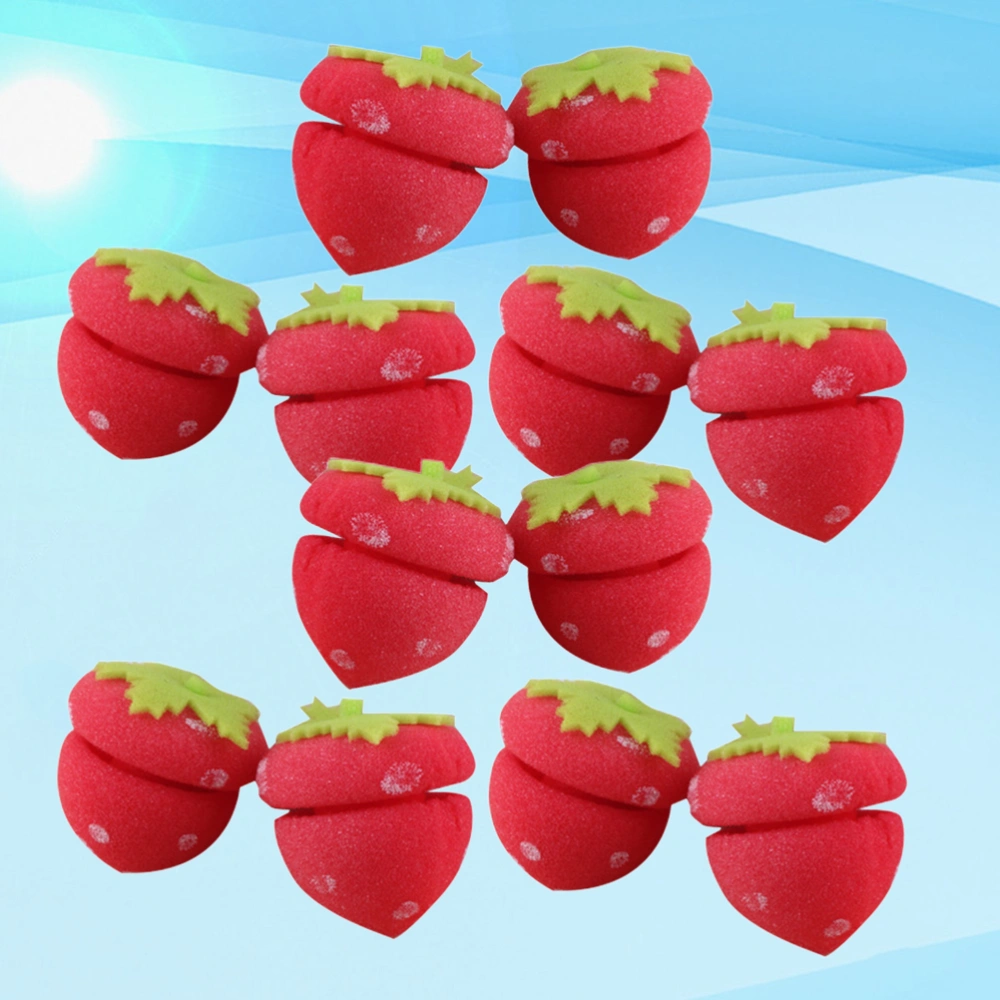 12PCS Sponge Hair Curler Sponge Hair Curling Ball DIY Hair Styling Tool Strawberry Curly Hair Ball Simple Hairdressing Tools for Women Home Use (Red)