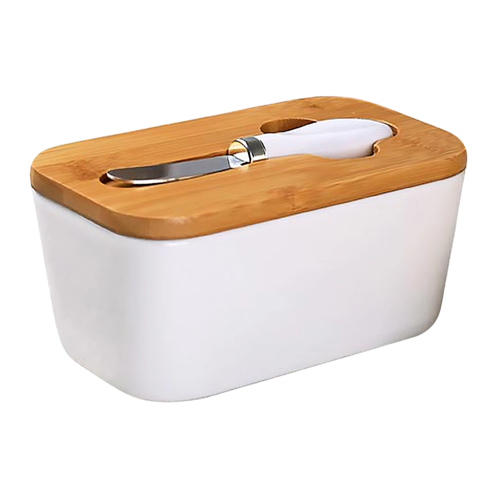 Rectangular Ceramics Butter Box with Lid Tableware Storage Box Food Container