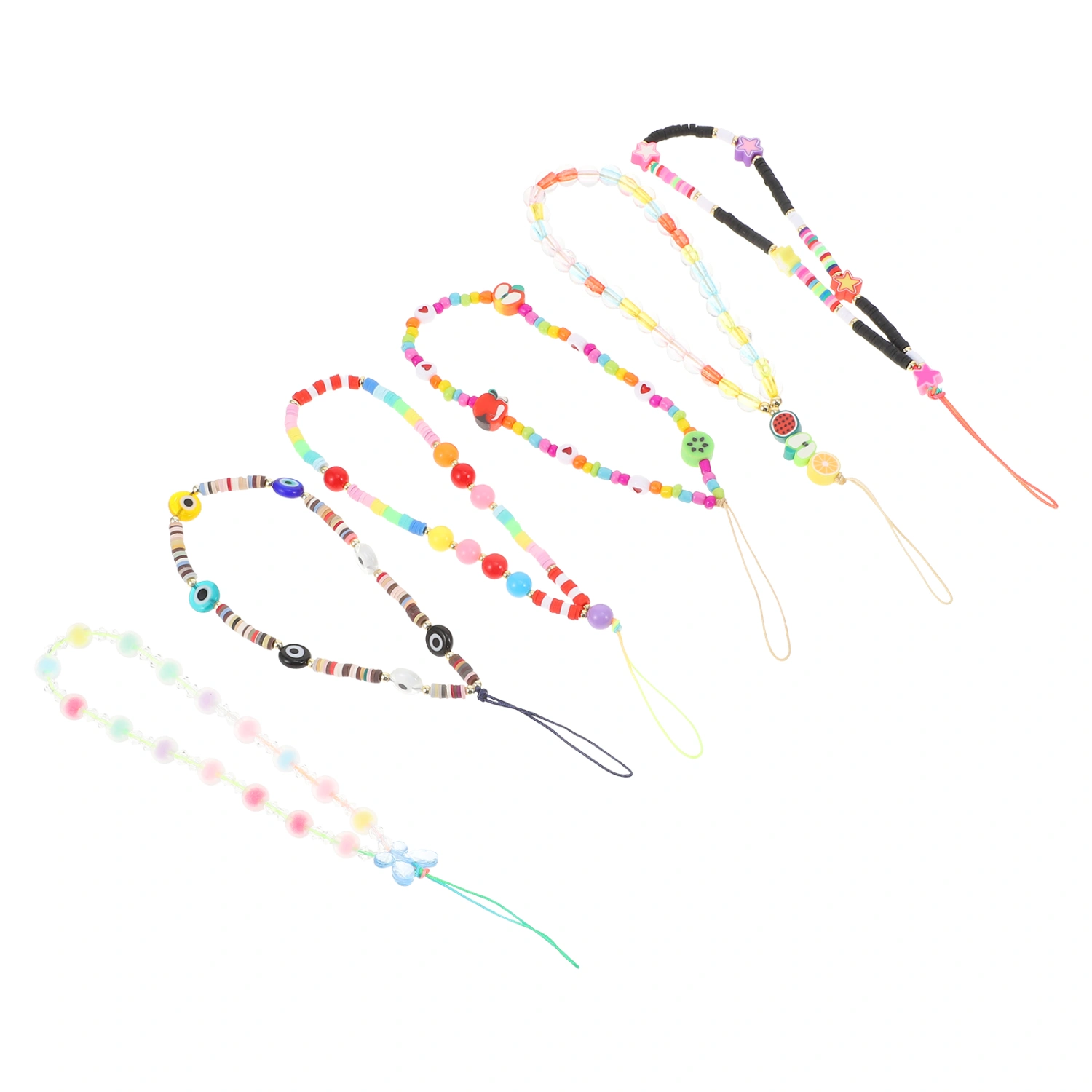 6Pcs Phone Lanyards Bohemian Style Phone Chains Beaded Phone Lanyards Decor