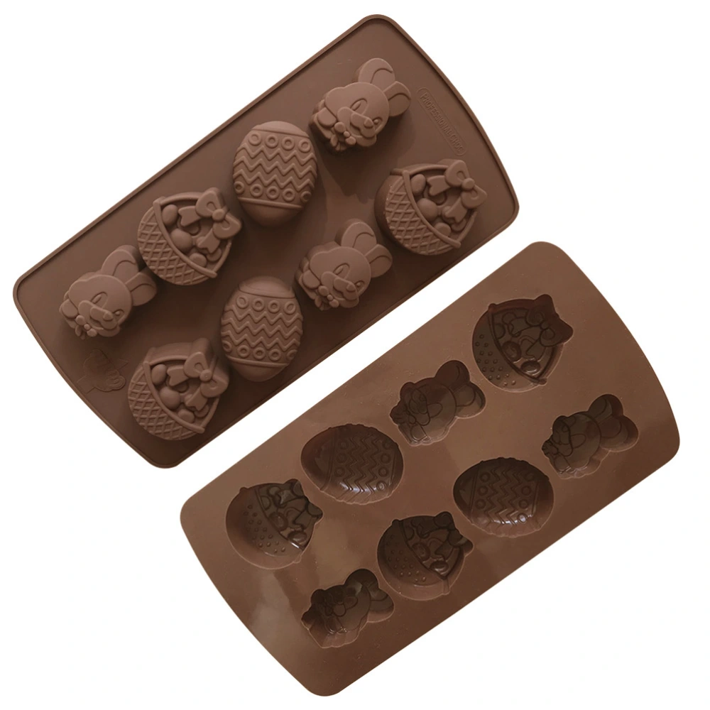 Easter Egg Rabbit Molds Nonstick Silicone Candy Chocolates Moulds DIY Soap Mold for Home Kitchen (Chocolate)