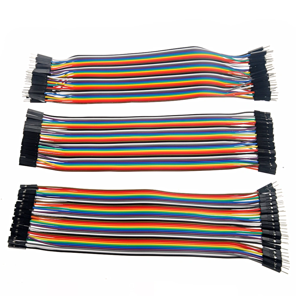 3pcs 20cm Multicolored 40-pin Male to Female /Male to Male /Female to Female Breadboard Jumper Wires Ribbon Cables