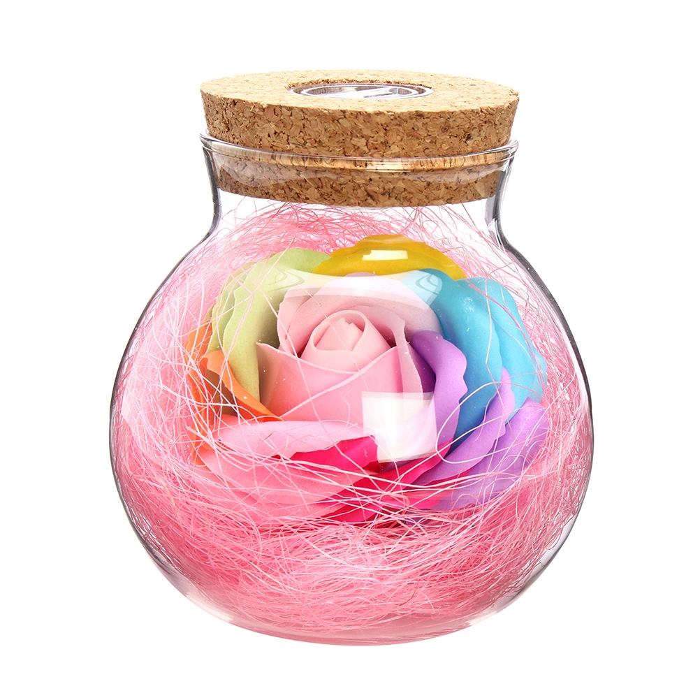 Rose Wish Bottle Handmade Eternal Never Withered Flower With 7 Color LED Light Bottle Gift for Valentine's Day Mother's Day Anniversary Birthday Wedding (Pink)