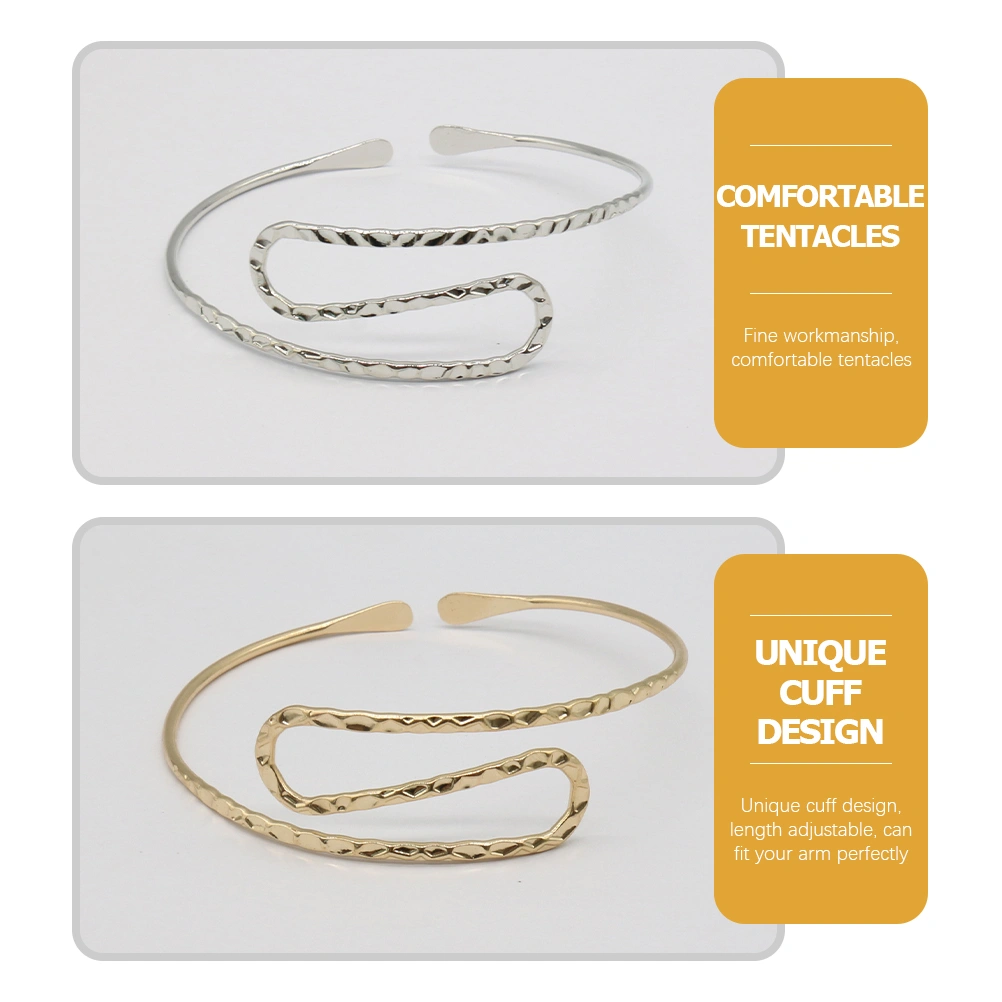 2pcs Upper Arm Cuff Open Arm Bracelet Armband Bangle Jewelry for Women